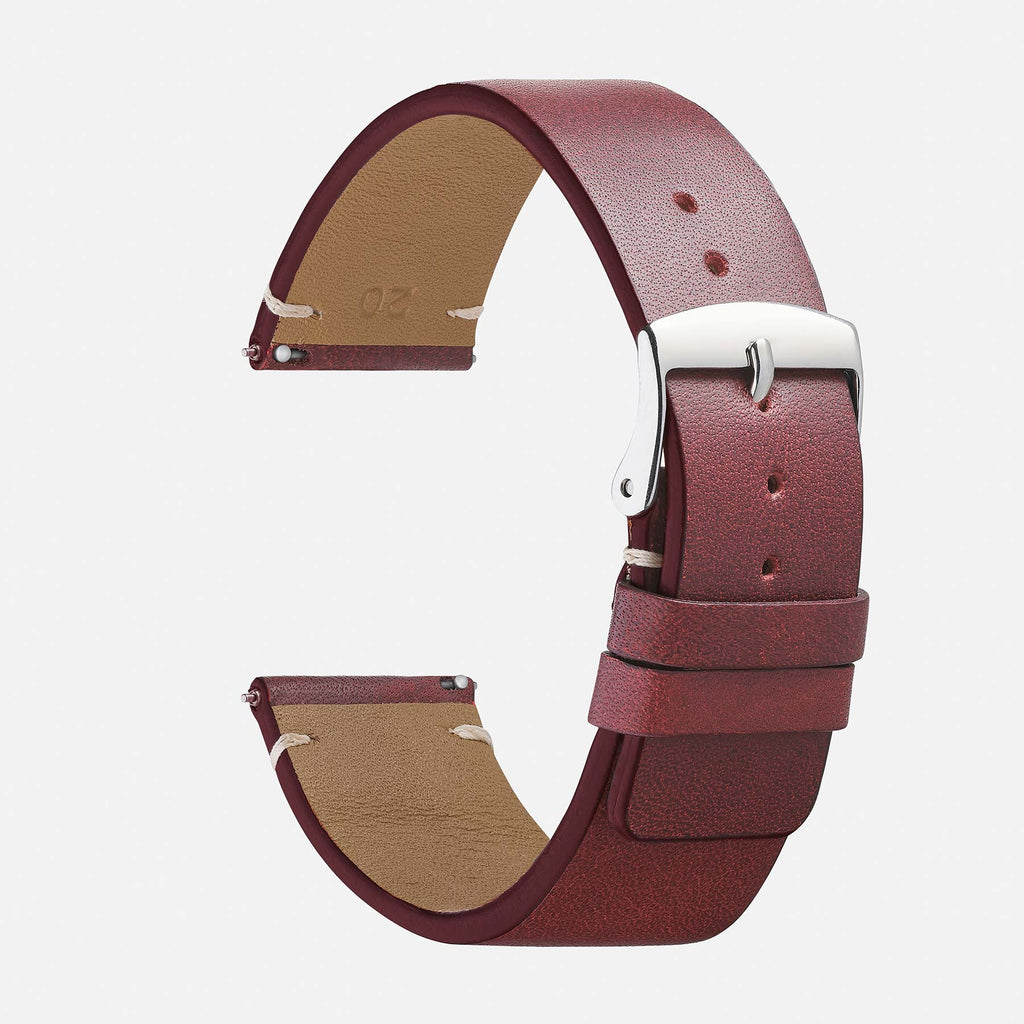 bracelet montre vintage vachette bordeaux