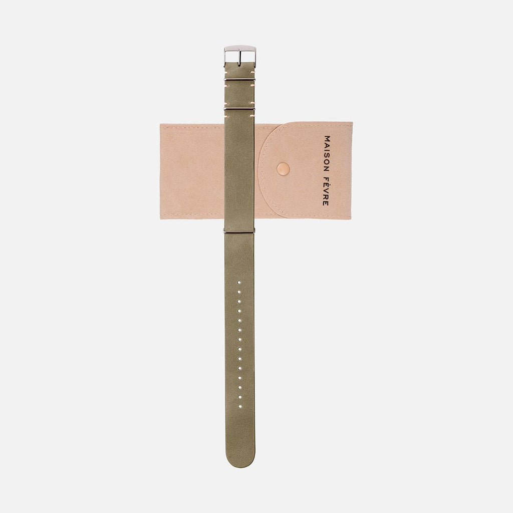 bracelet montre Nato en cuir kaki