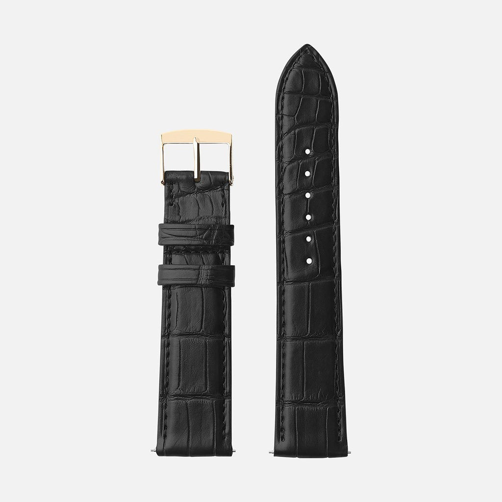 bracelet de montre crocodile pour homme noir