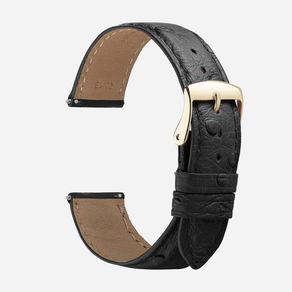 bracelet montre autruche noir