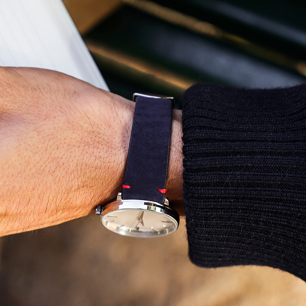bracelet interchangeable cuir chèvre bleu