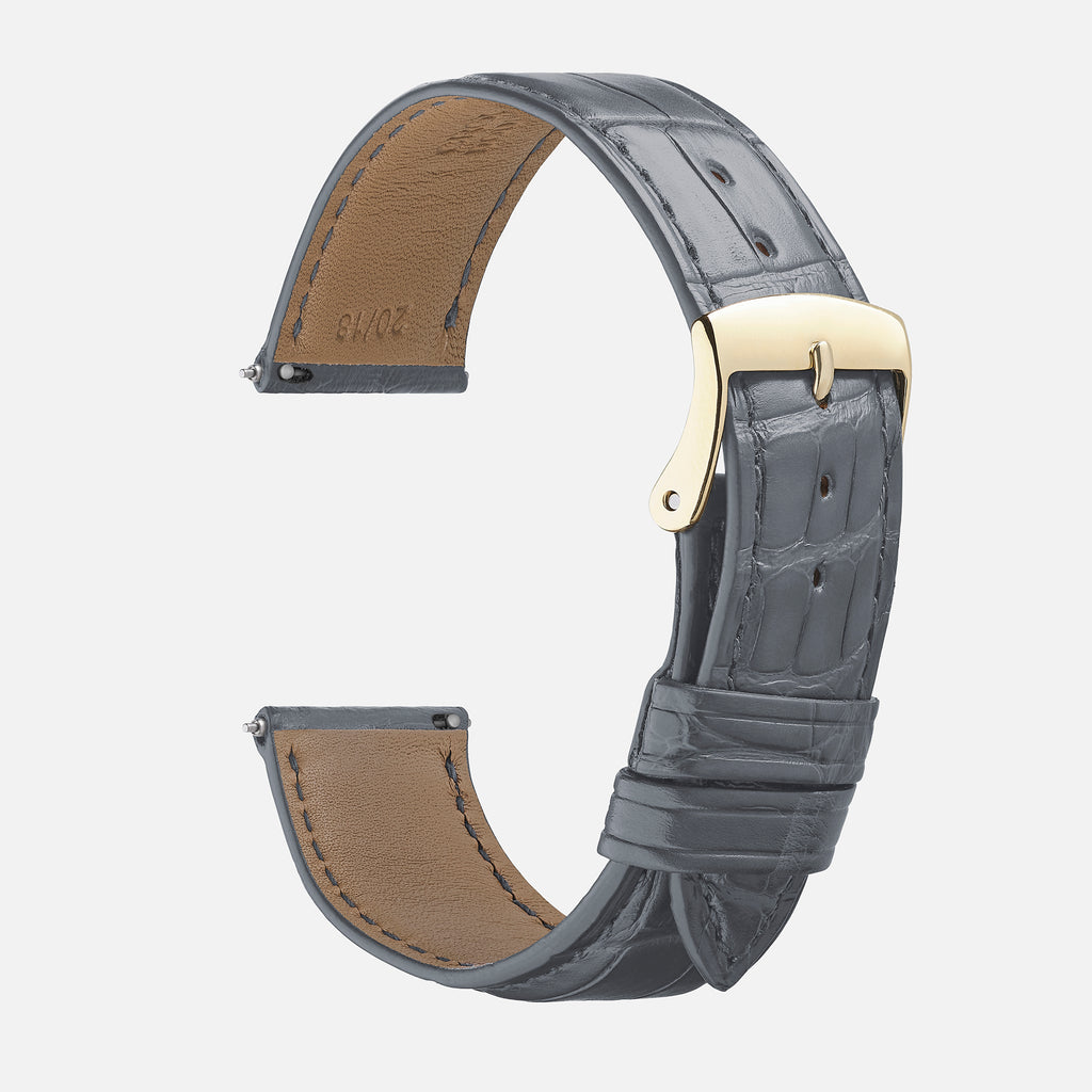montre bracelet en crocodile véritable gris
