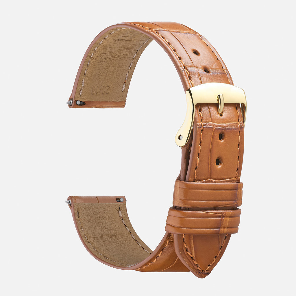 montre bracelet en crocodile véritable marron